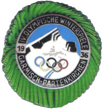 Olympic games Garmisch-Partenkirchen 1936, press badge.